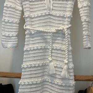 NWT ZIMMERMANN WHITE CROCHET MIDI DRESS